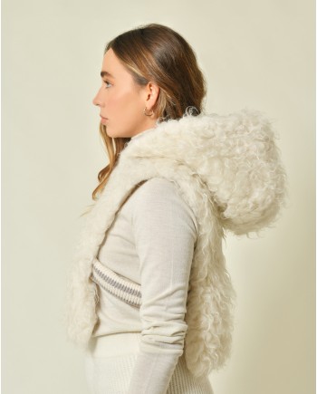 Gilet en fourrure synthétique à capuche Lorena Antoniazzi 