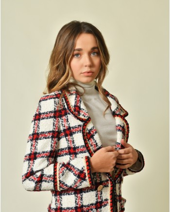 Veste en tweed à motif carreaux Edward Achour 