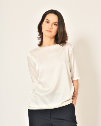 Blouse en soie ivoire à col Fabiana Filippi 