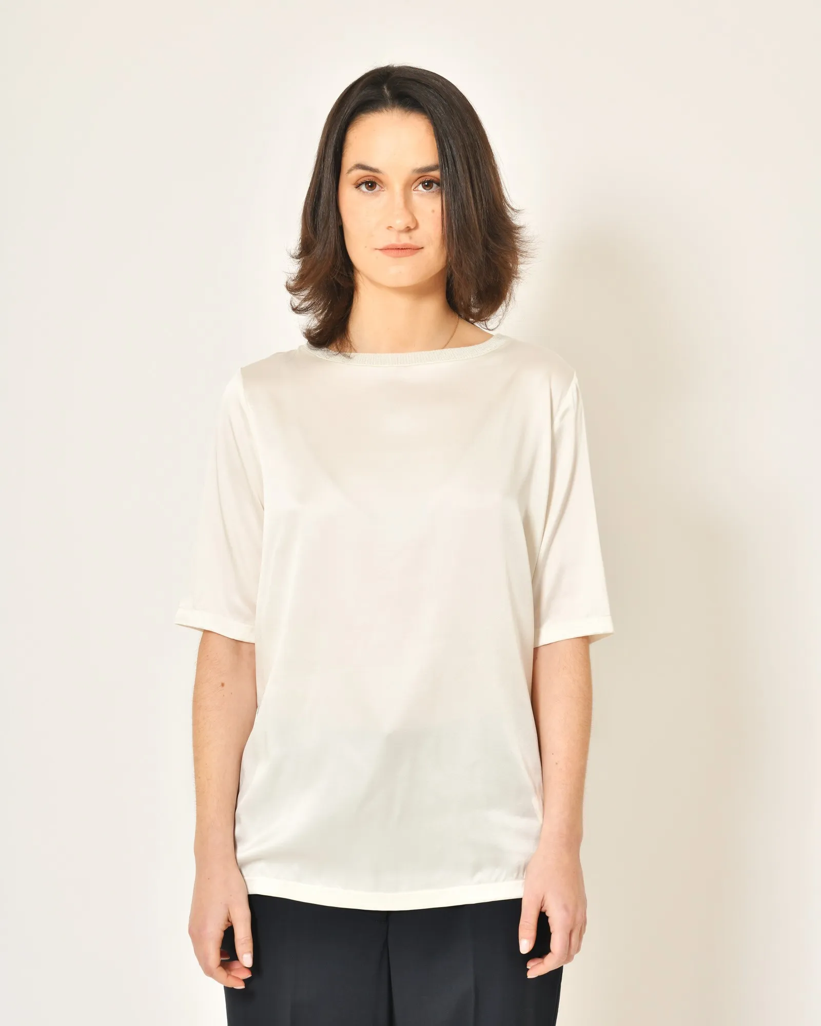 Blouse en soie ivoire à col Fabiana Filippi 