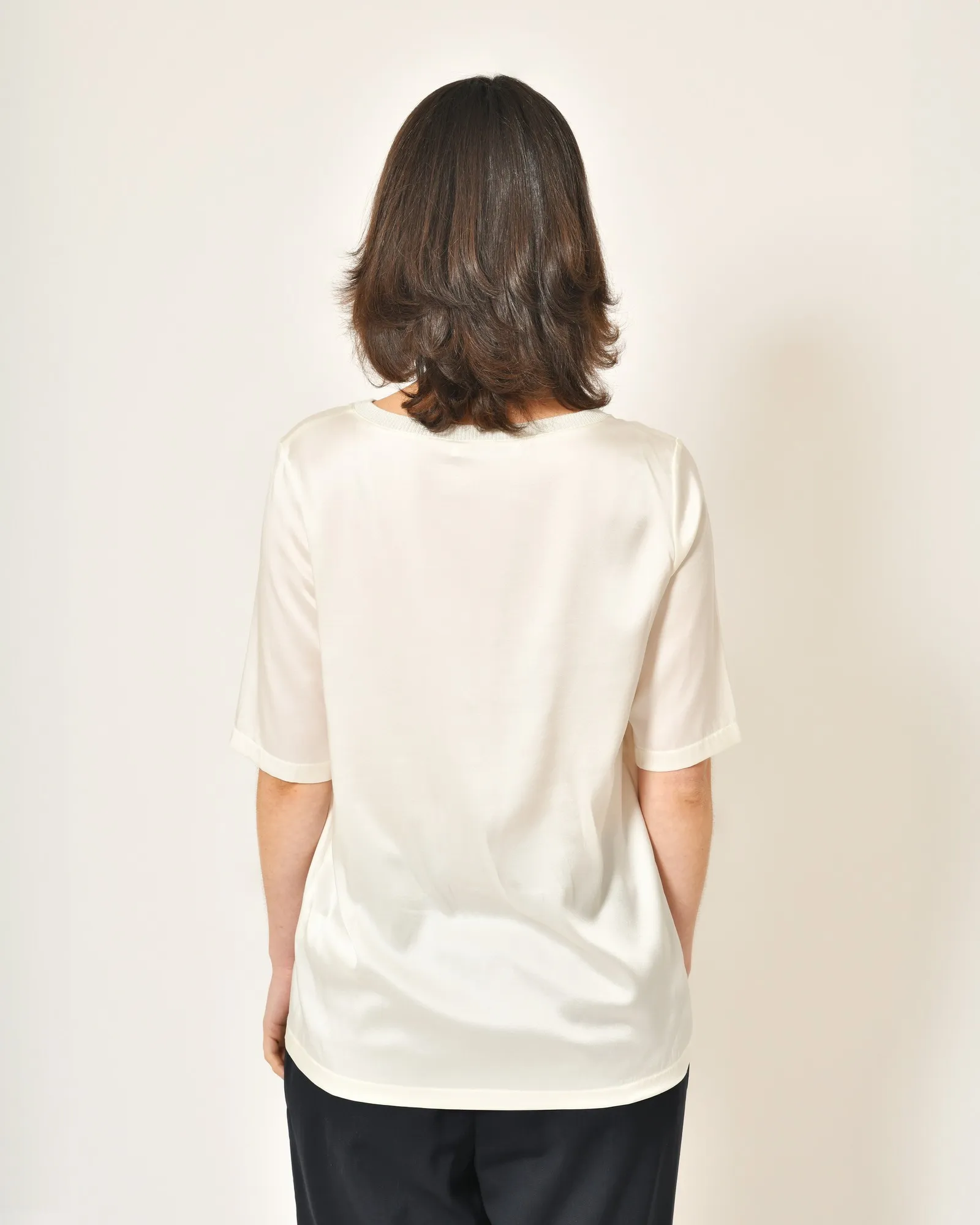 Blouse en soie ivoire à col Fabiana Filippi 