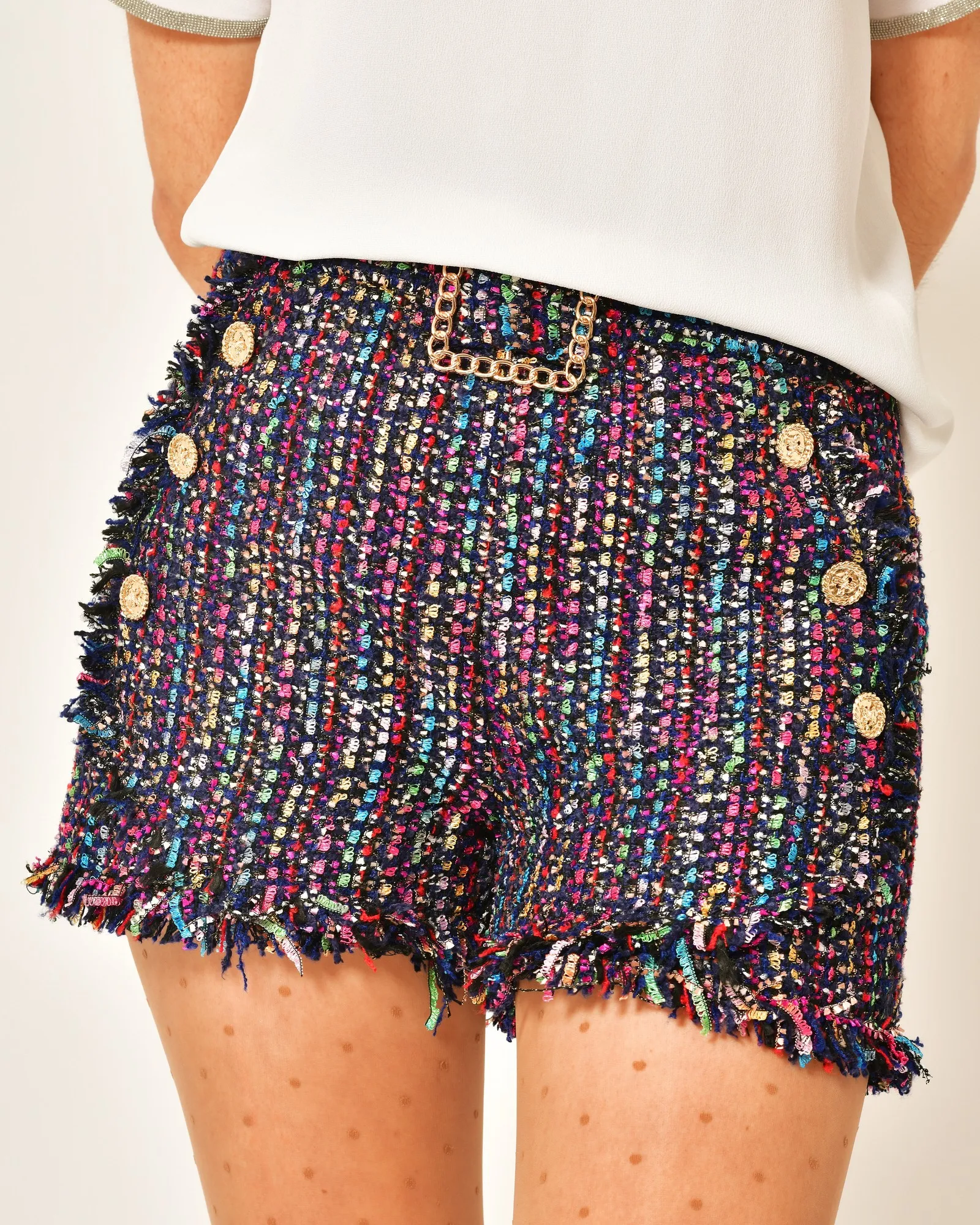 Short en tweed multicolore Edward Achour 