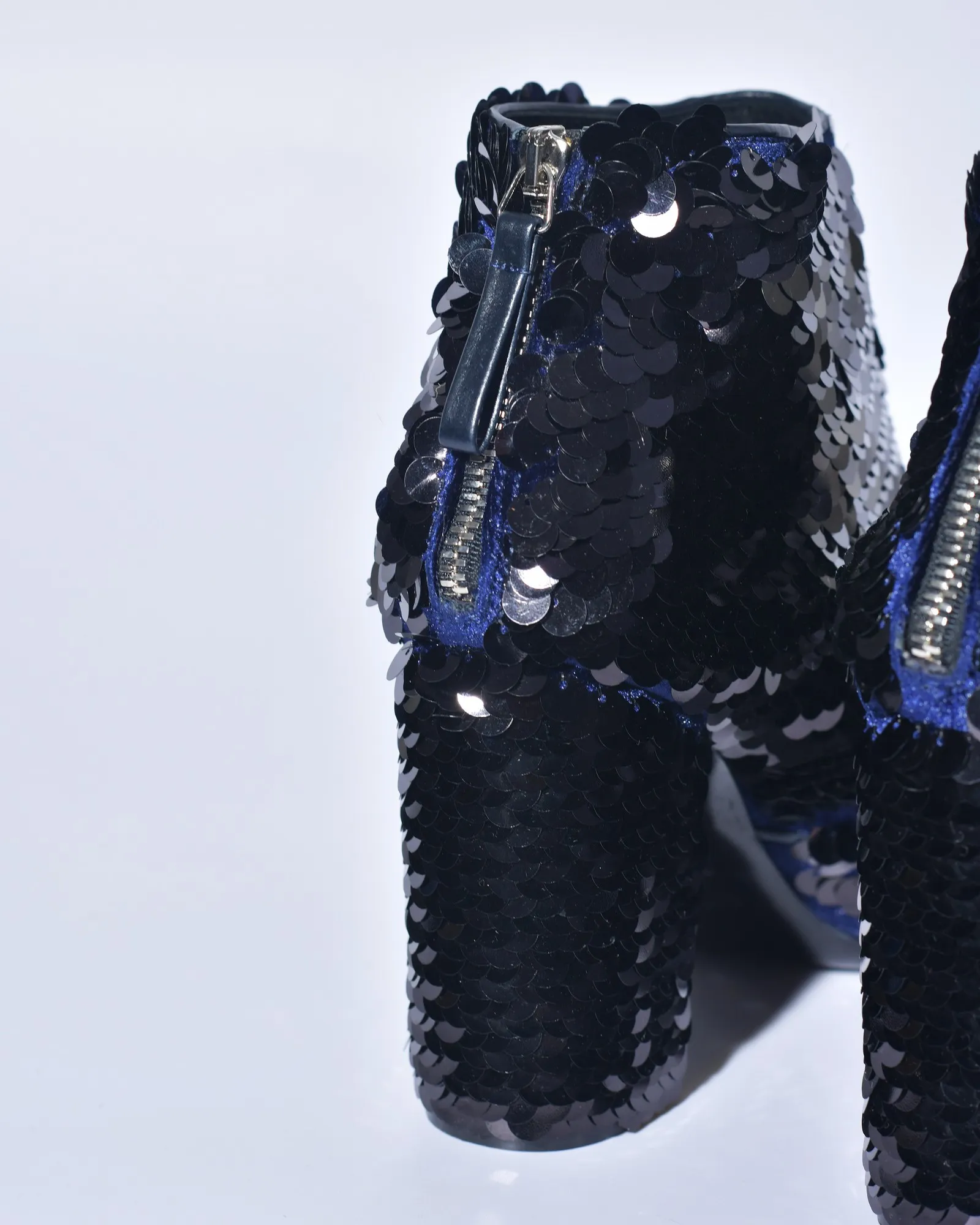 Bottines en velours bleu à strass Premiata 