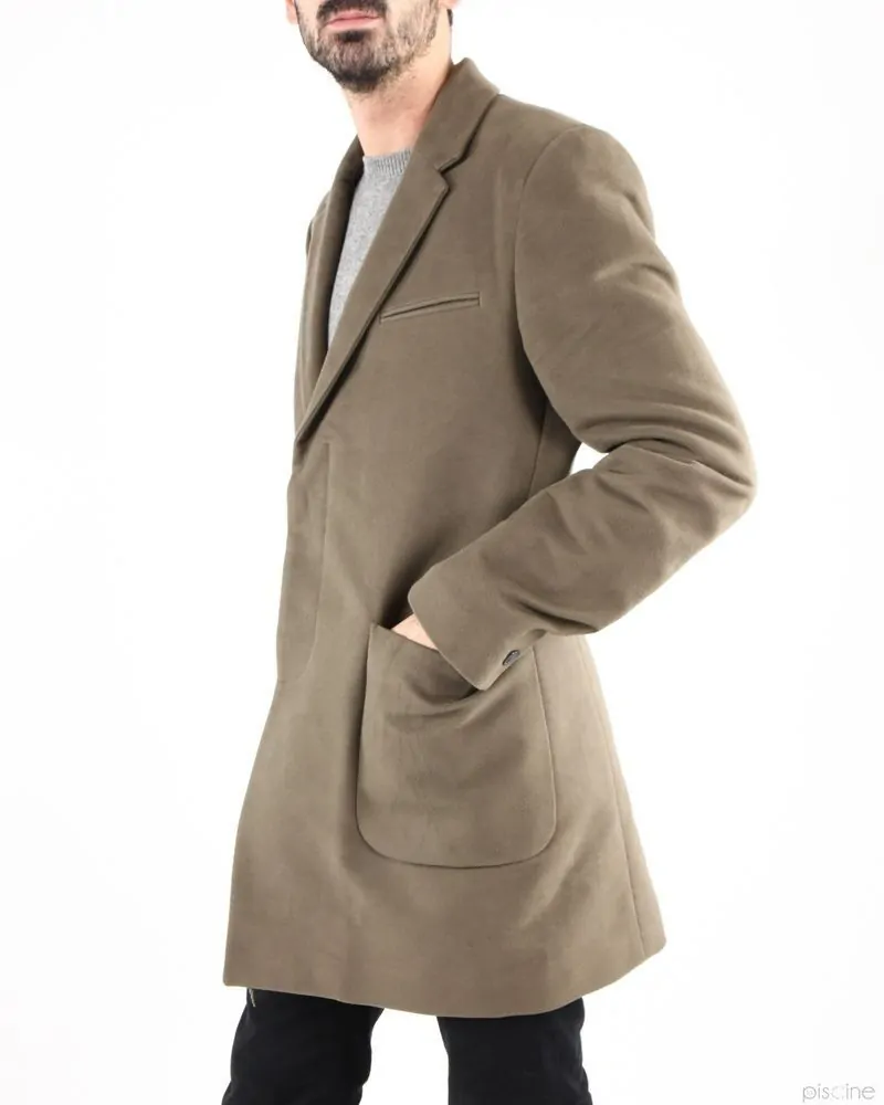 Manteau taupe élégant en suedine Mauro Grifoni 