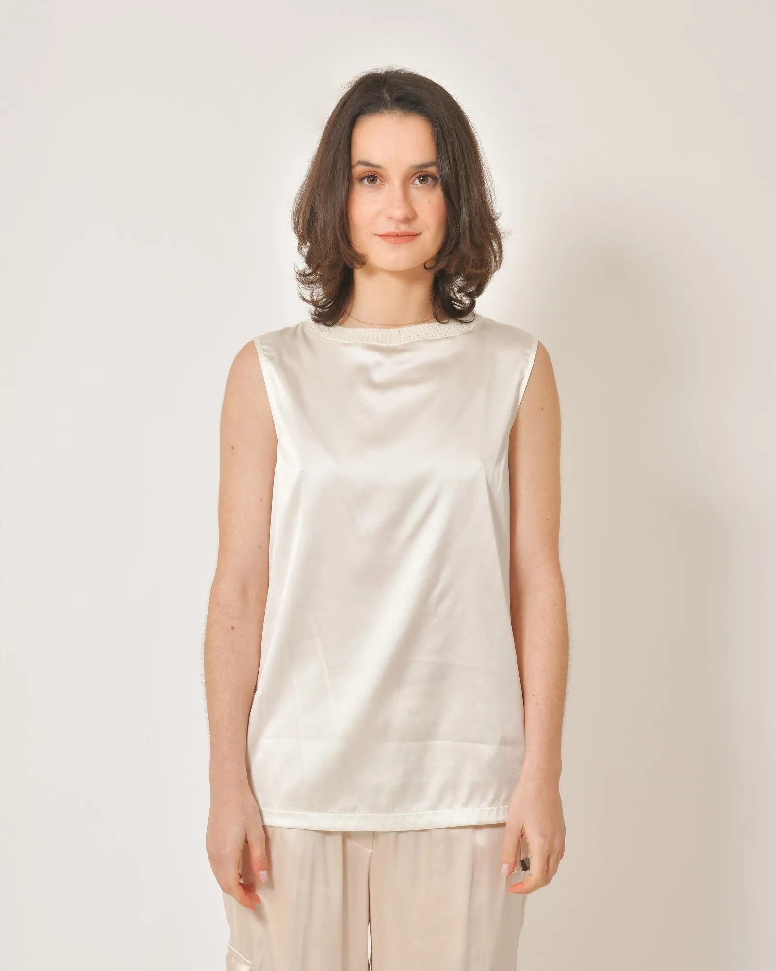 Top en soie beige Fabiana Filippi 