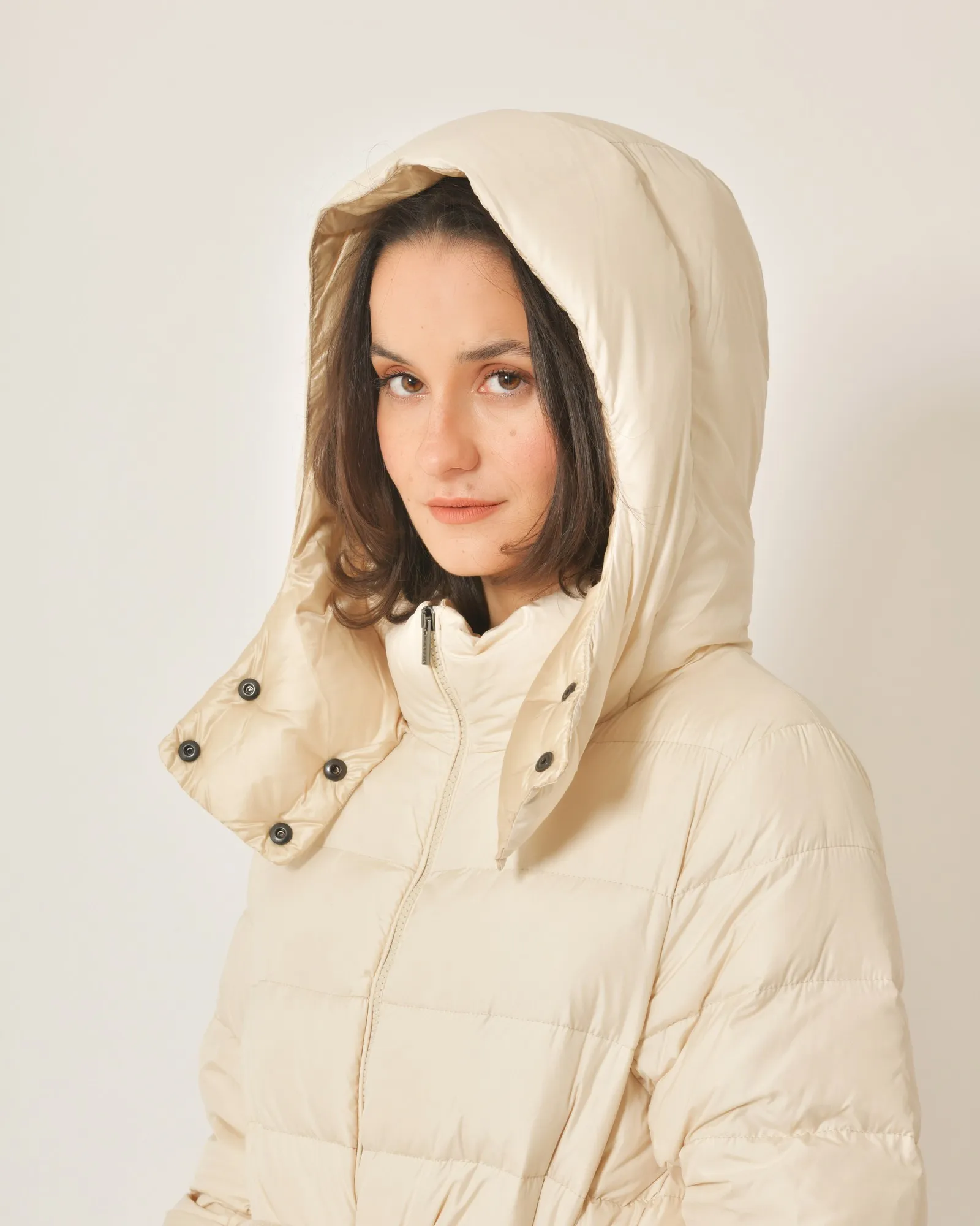 Manteau matelassé beige à capuche Peserico 