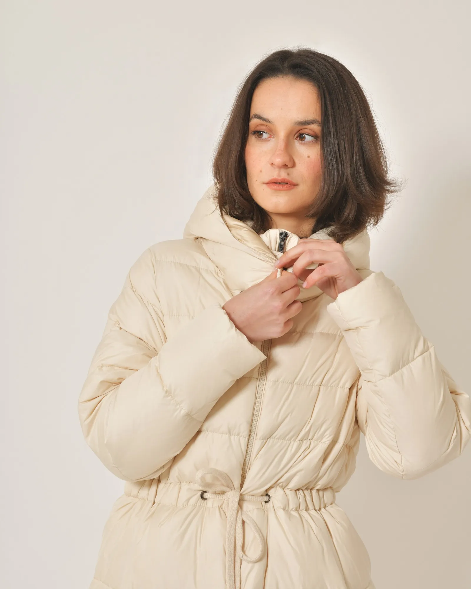 Manteau matelassé beige à capuche Peserico 