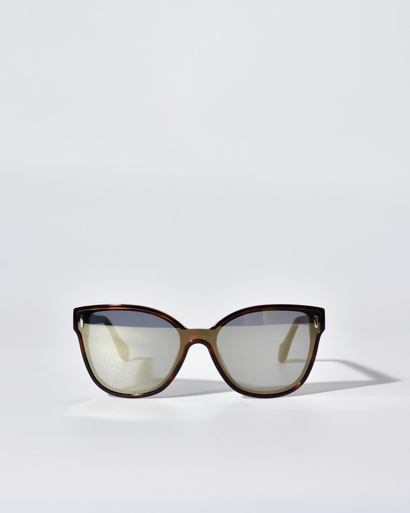 Lunettes marron papillon en verre miroir Carven 