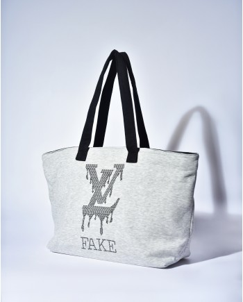 Sac porté épaule gris à applications LV True Fake 