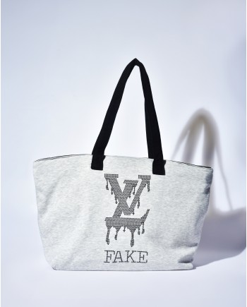 Sac porté épaule gris à applications LV True Fake 