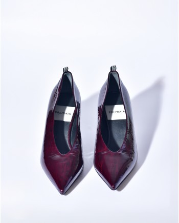 Escarpins en cuir verni couleur bordeaux Premiata 