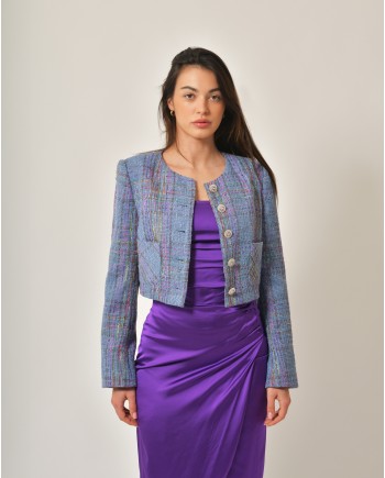 Veste en tweed bleu Edward Achour 