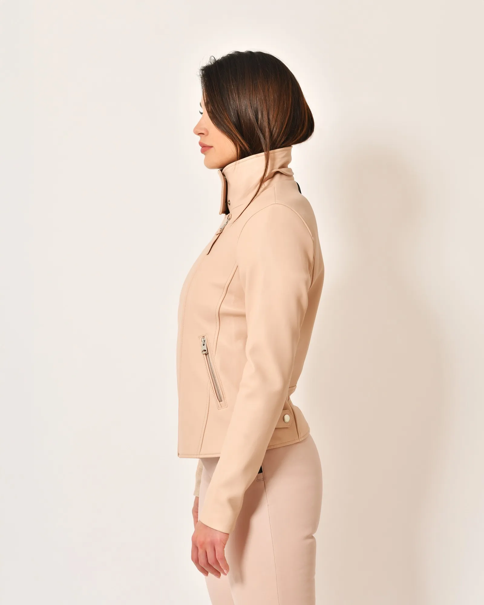 Veste perfecto en cuir rose Mackage 