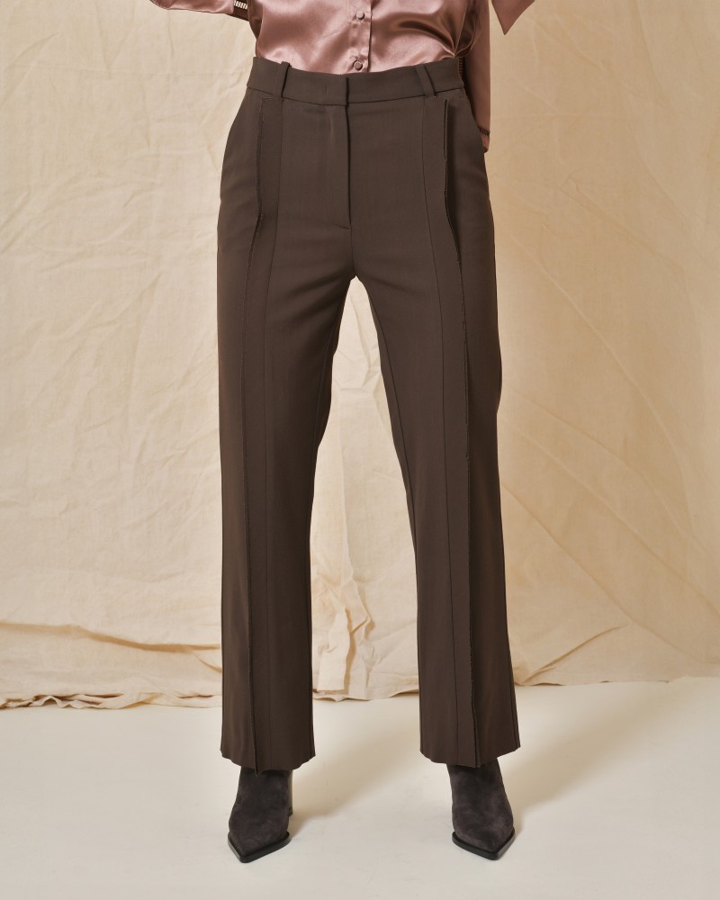 Pantalon en viscose marron à pinces Malloni 