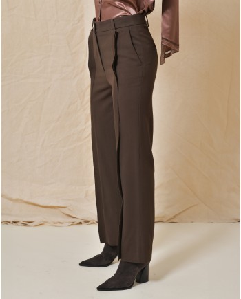 Pantalon en viscose marron à pinces Malloni 