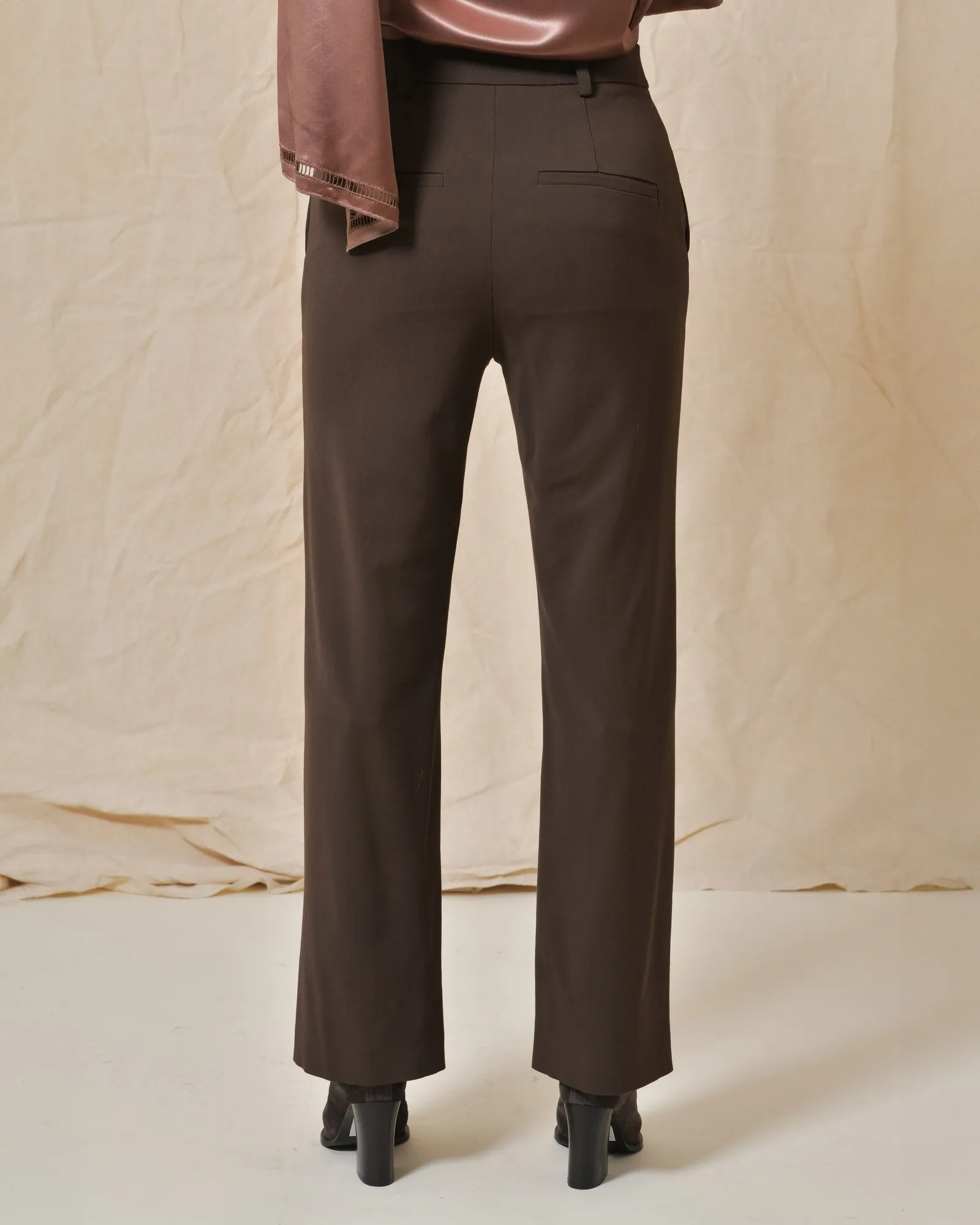 Pantalon en viscose marron à pinces Malloni 