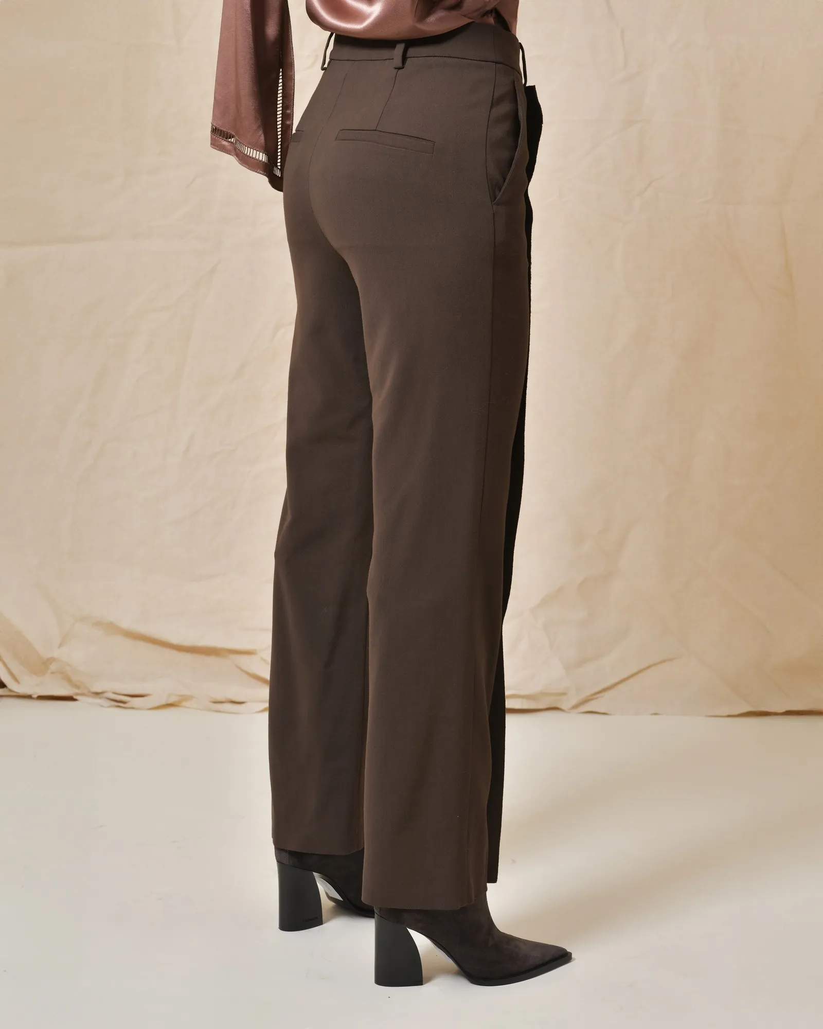 Pantalon en viscose marron à pinces Malloni 