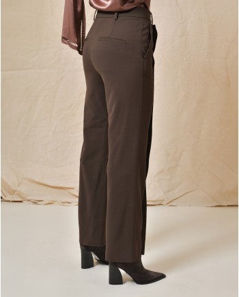 Pantalon en viscose marron à pinces Malloni 