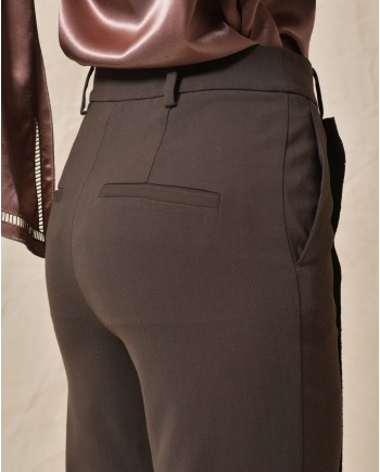 Pantalon en viscose marron à pinces Malloni 