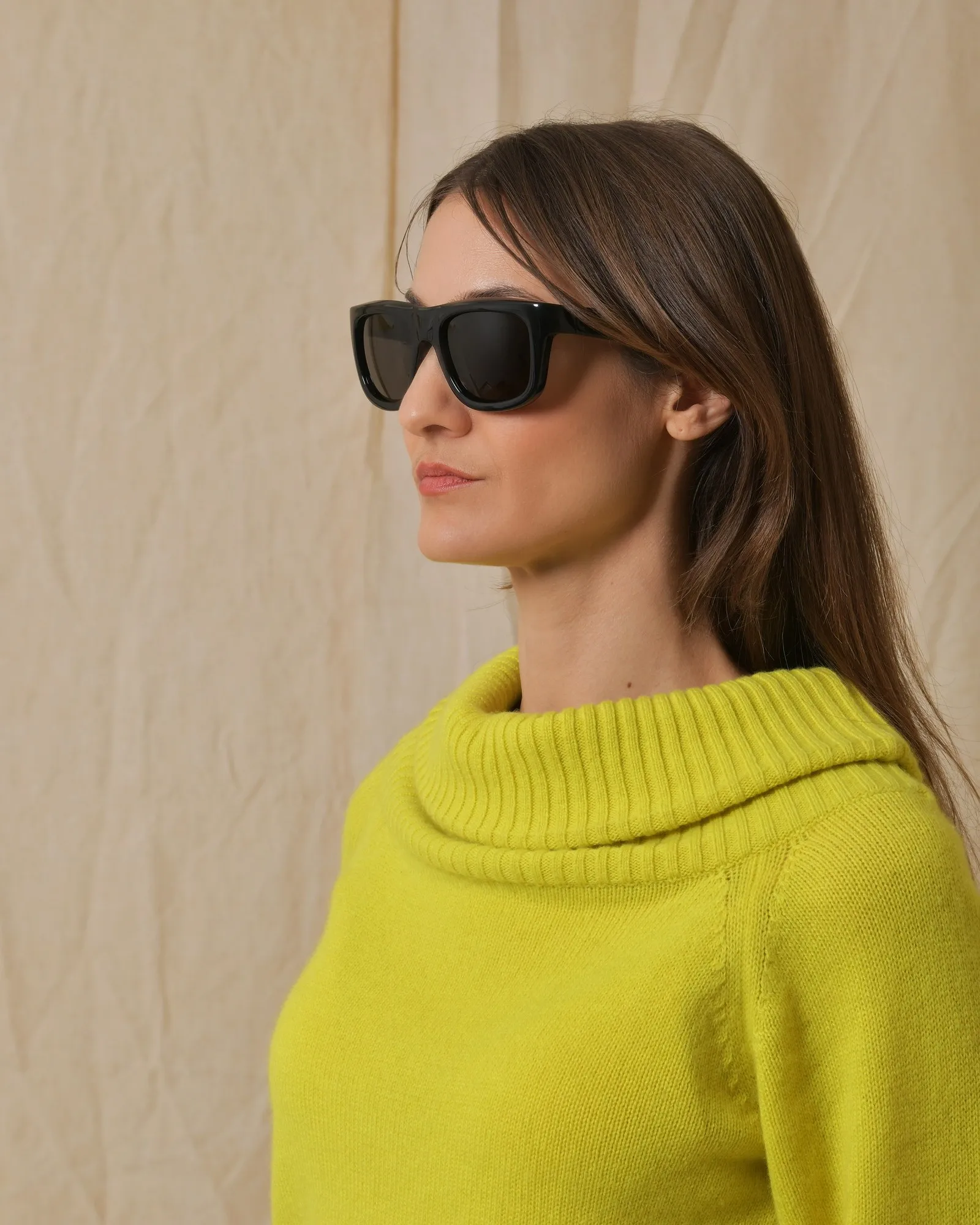 Lunettes en acétate noir et vert Bottega Veneta 