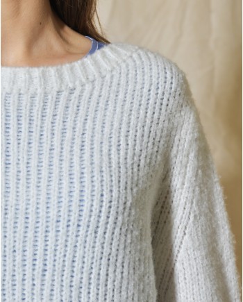 Pull en maille blanc à col rond Liviana Conti 