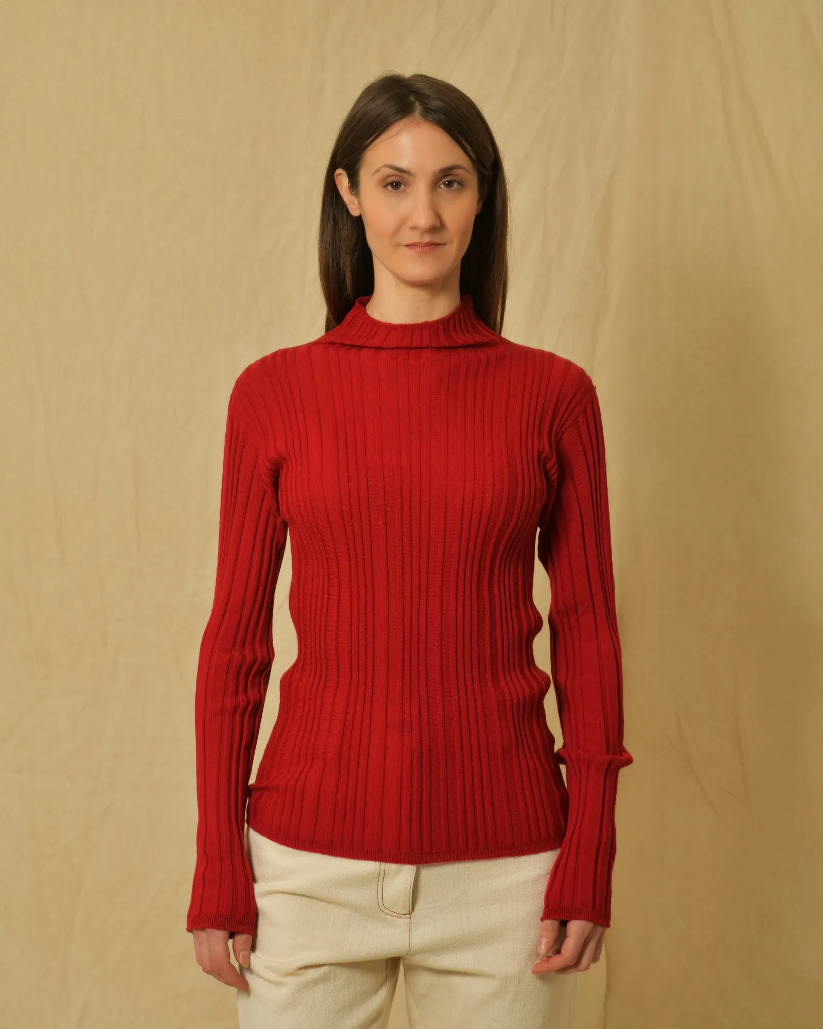 Pull en laine vierge rouge Malloni 