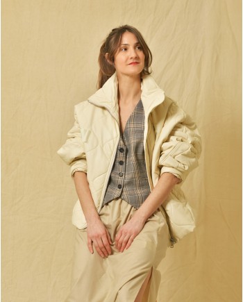 Veste matelassée en cuir synthétique beige Each Other 