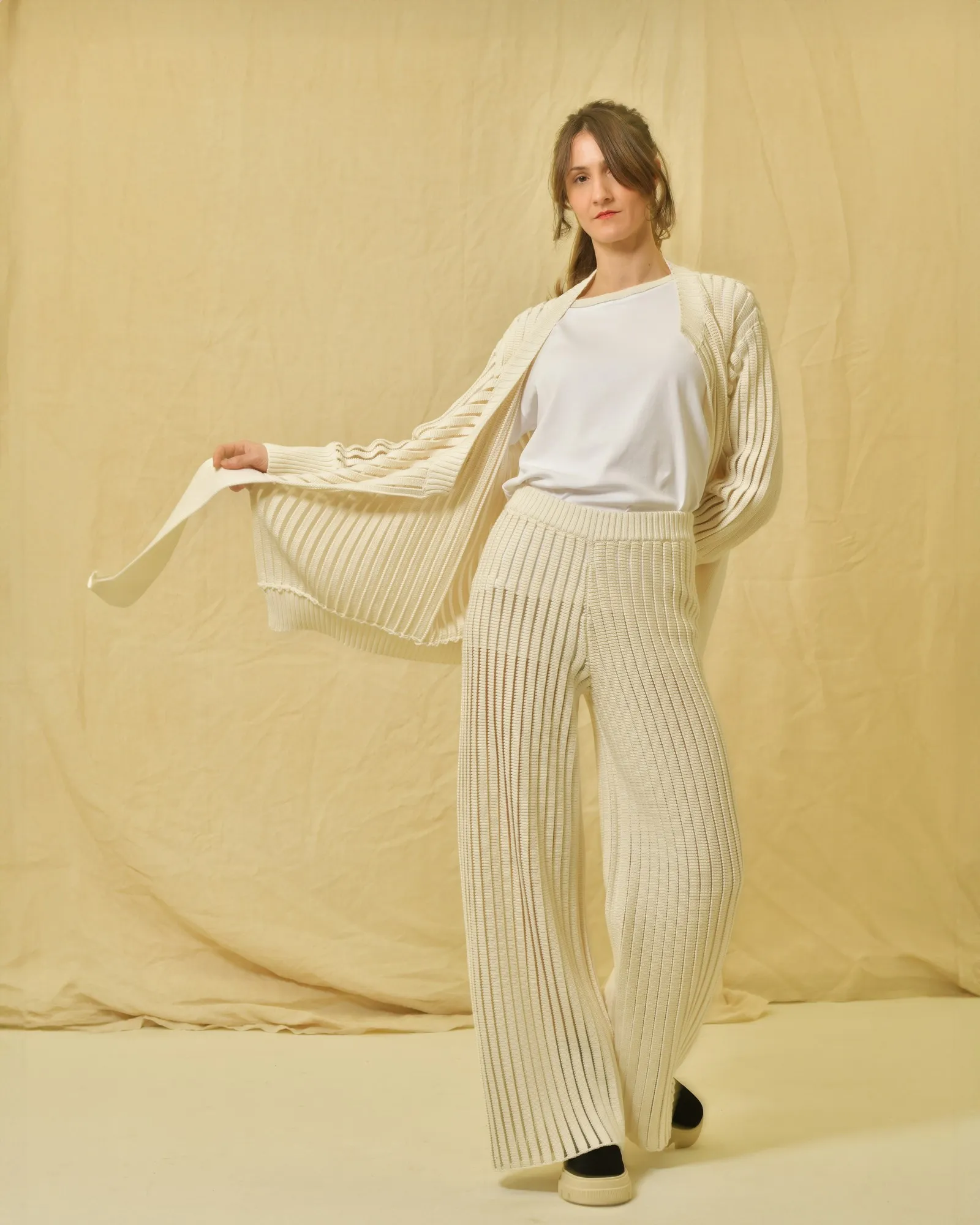 Pantalon en maille à rayures en fils transparents Fabiana Filippi 