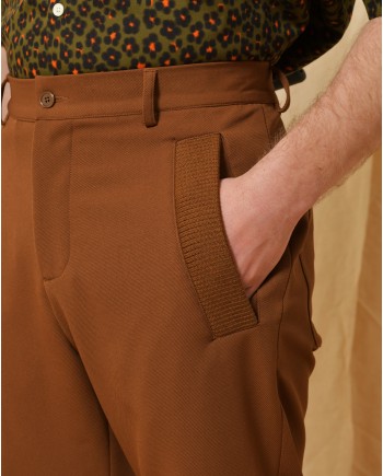 Pantalon en sergé large camel Daniele Alessandrini 