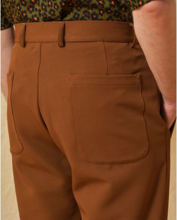 Pantalon en sergé large camel Daniele Alessandrini 