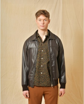 Veste en cuir marron Daniele Alessandrini 