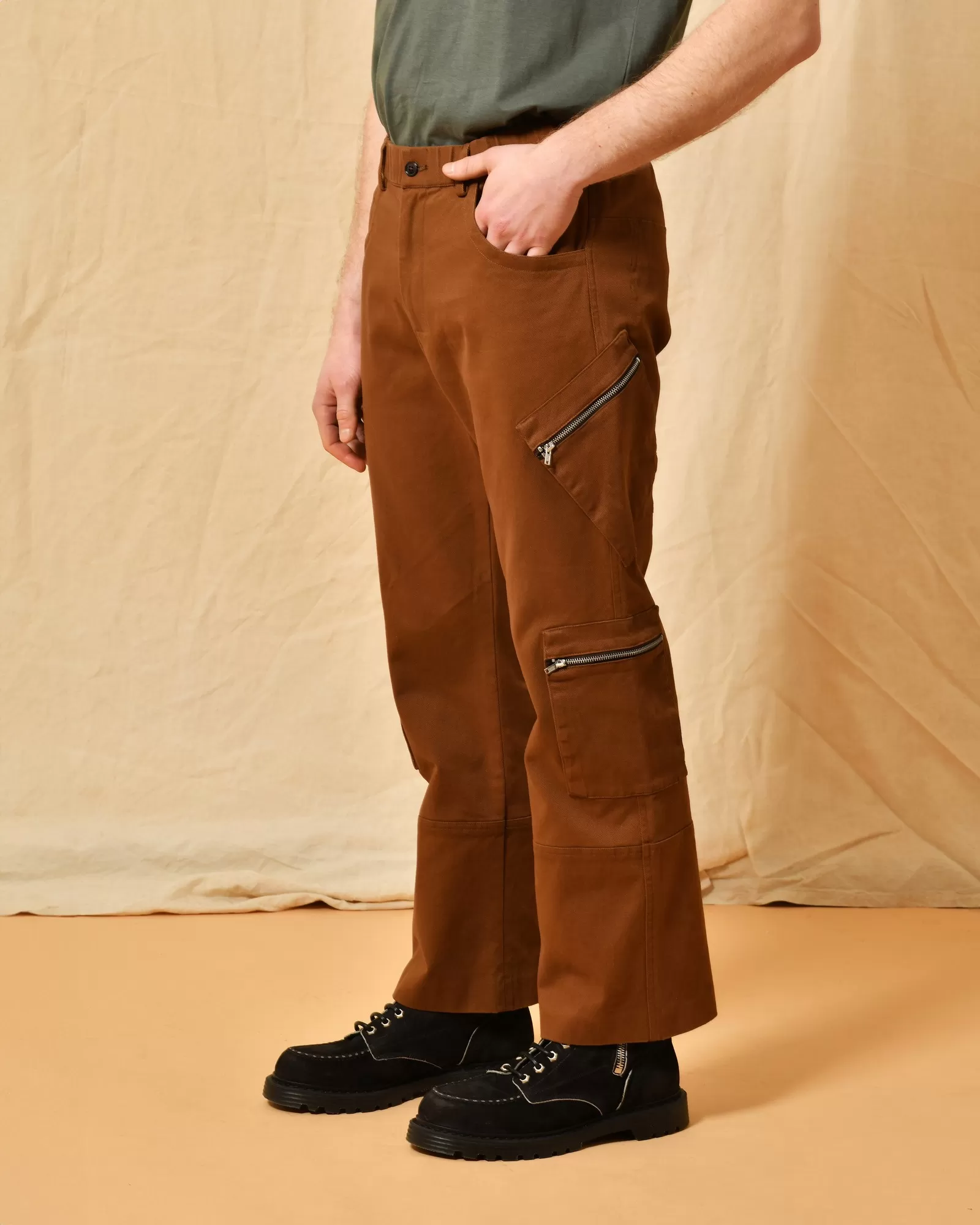 Pantalon cargo en coton camel Daniele Alessandrini 