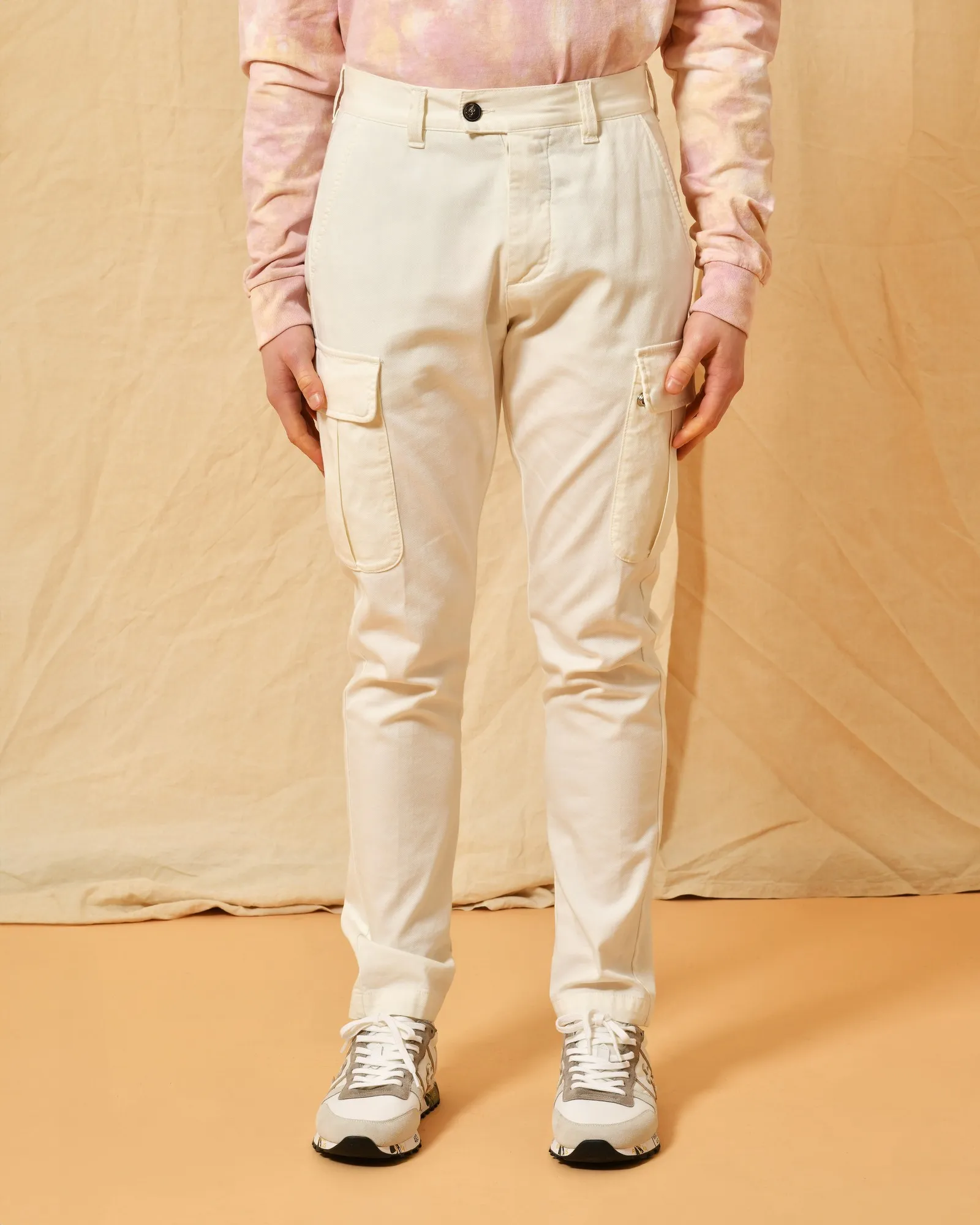 Pantalon cargo en coton blanc Eleventy 