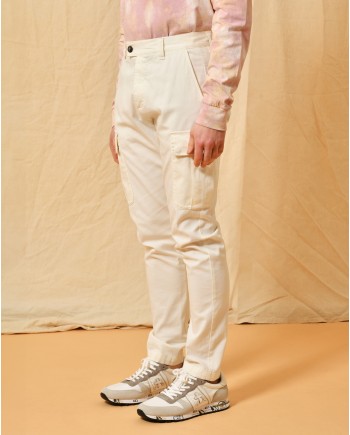 Pantalon cargo en coton blanc Eleventy 