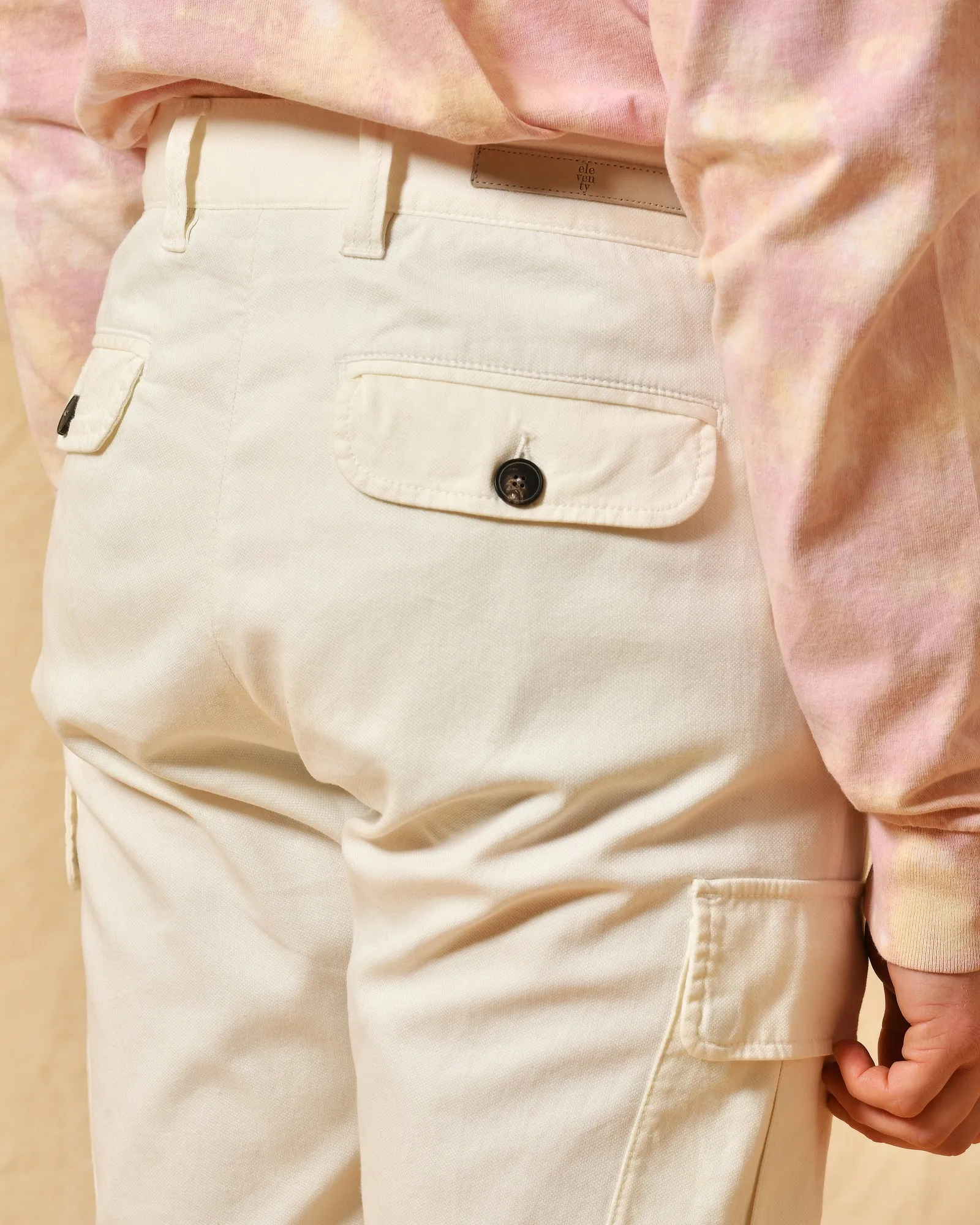 Pantalon cargo en coton blanc Eleventy 