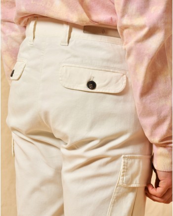 Pantalon cargo en coton blanc Eleventy 