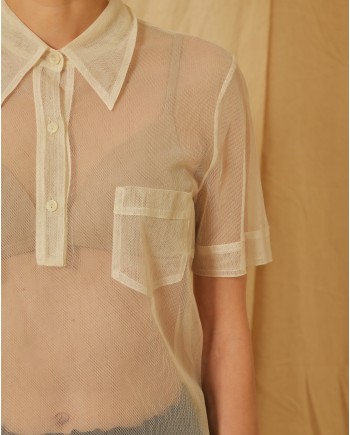 Polo en tulle de coton beige Ter et Bantine 