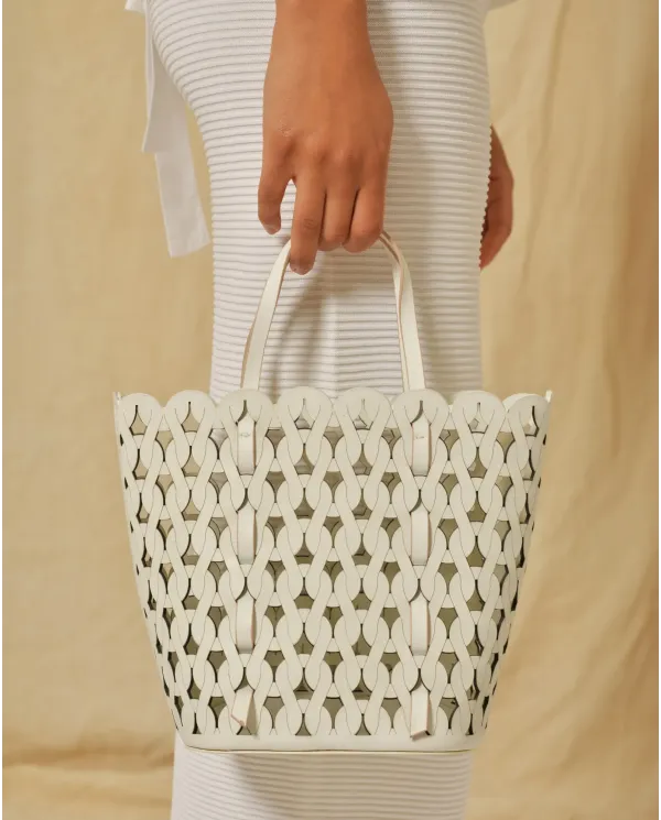 Sac à main petit en cuir blanc à découpes Anita Bilardi