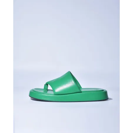 Claquettes en cuir vert Erika Cavallini