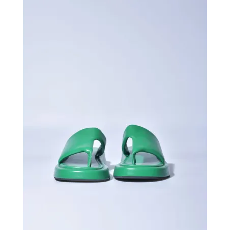 Claquettes en cuir vert Erika Cavallini