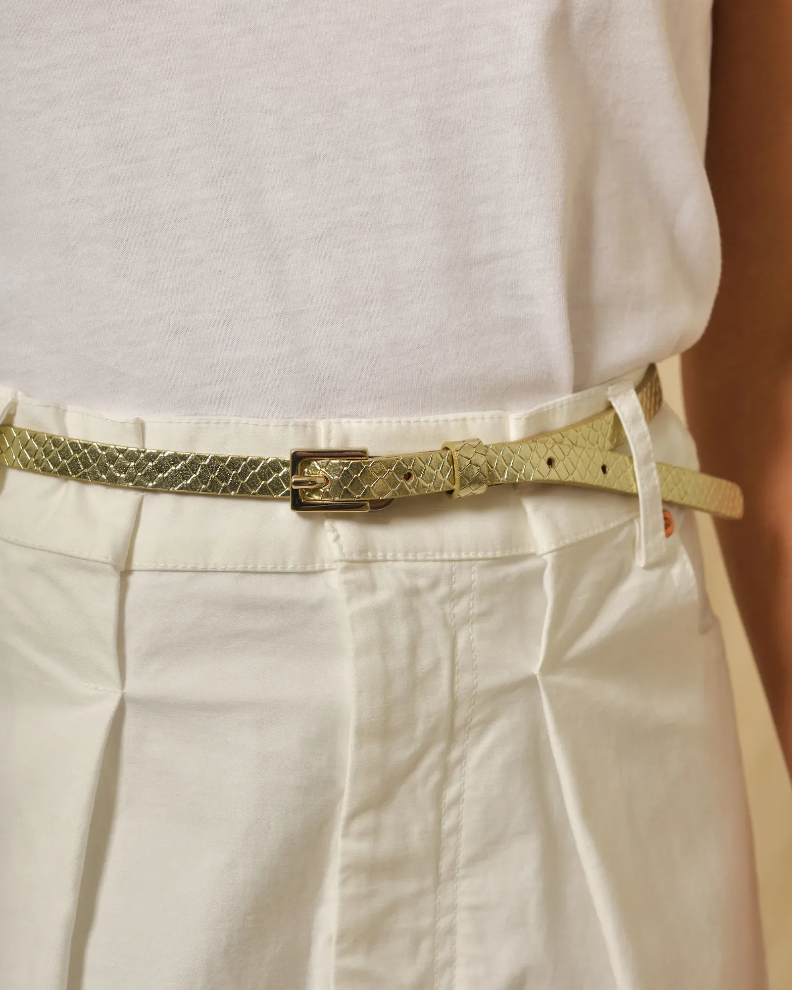 Ceinture en cuir effet python doré Dsquared2