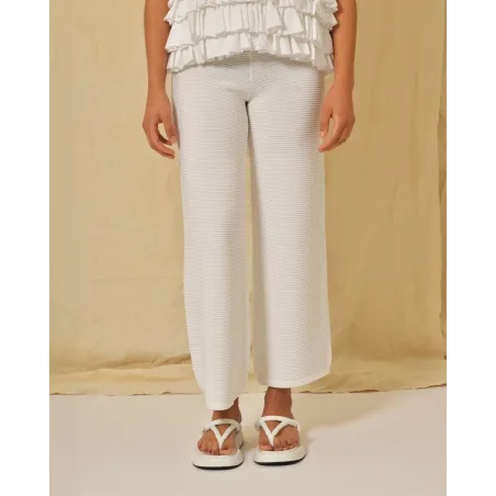 Pantalon côtéle blanc Liviana Conti