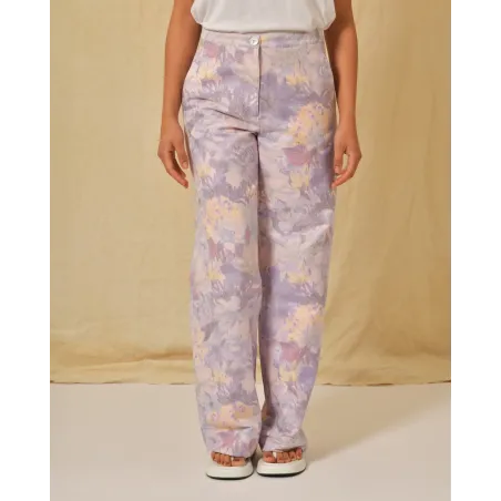 Pantalon à imprimé floral violet AVN