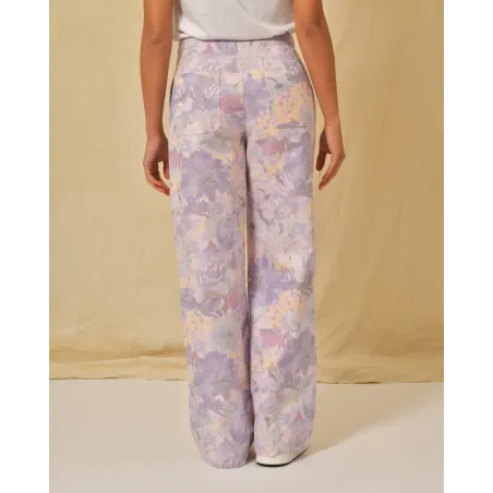 Pantalon à imprimé floral violet AVN