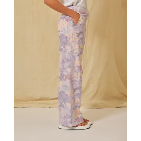 Pantalon à imprimé floral violet AVN