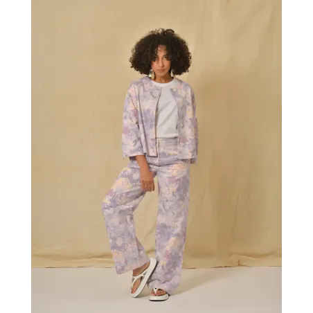 Pantalon à imprimé floral violet AVN