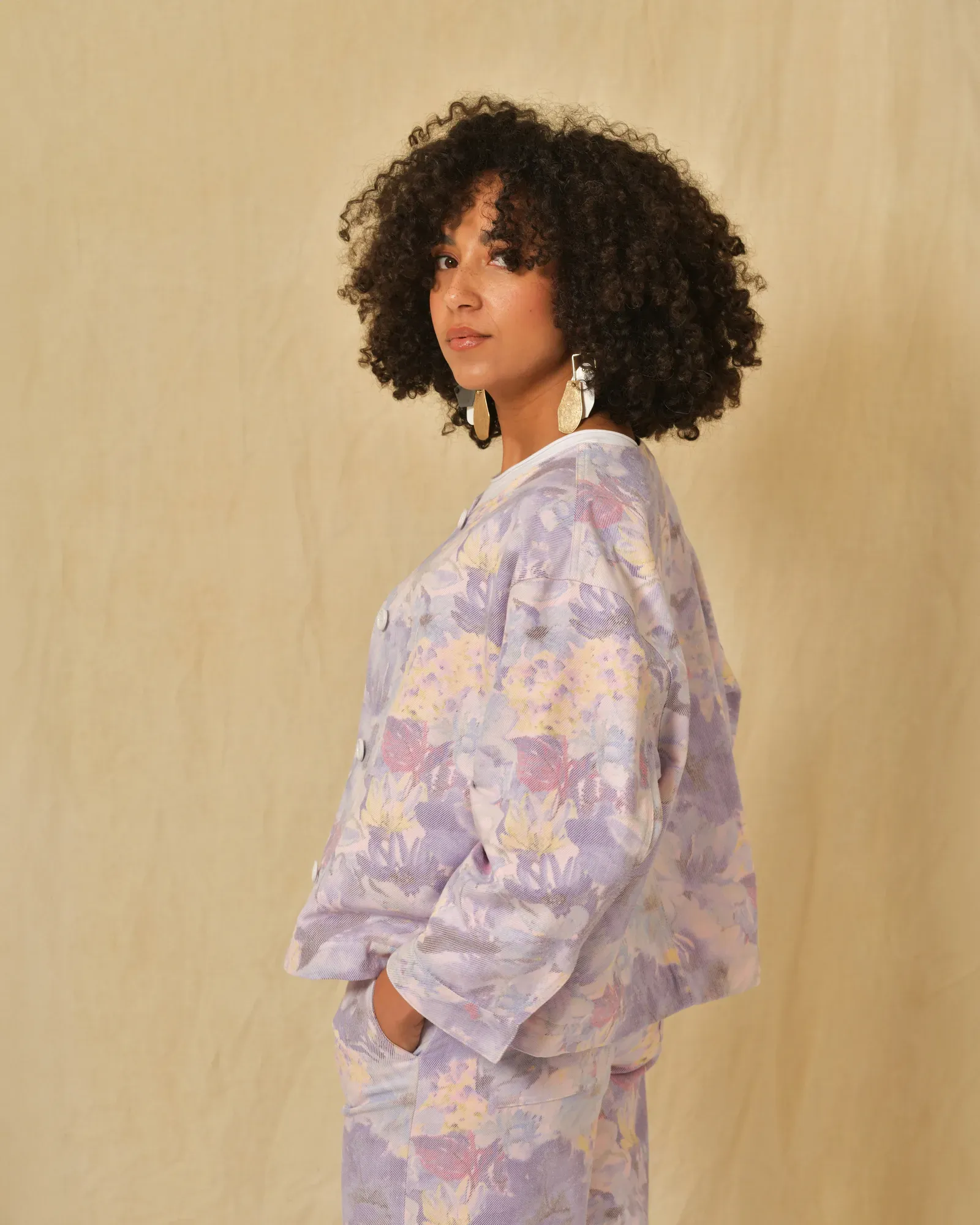 Veste à imprimé floral violet AVN