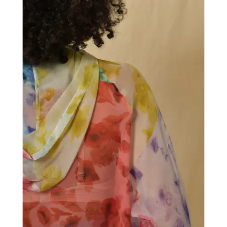 Veste veste en soie à imprimé multicolore Hache