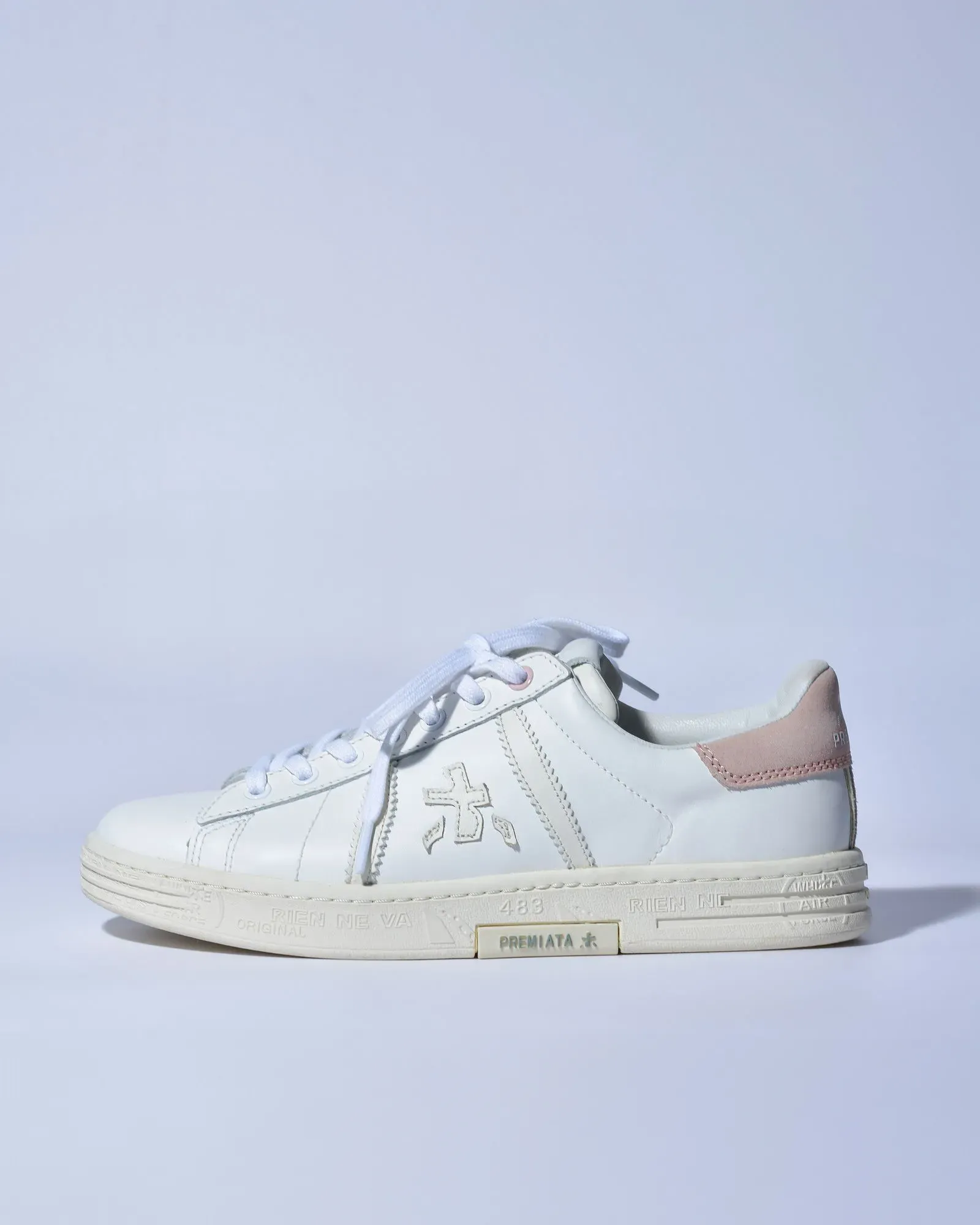 Baskets en cuir en blanc à empiècements Premiata