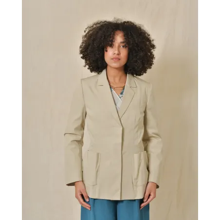 Veste en coton taupe à pinces Hache